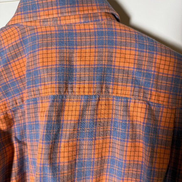 Kuhlman Flannel Button Up Long Sleeve Orange & Gray/Blue Plaid Fall Sz 40 - Picture 4 of 8